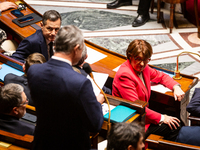 Annie Genevard, the French Minister of Agriculture, Food Sovereignty, and Forestry, is seen during the questions to the government session a...