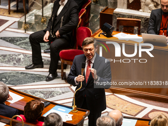 Jean-Louis Thi?riot, Minister attached to the Minister for the Armed Forces and Veterans, speaks during the questions to the government sess...