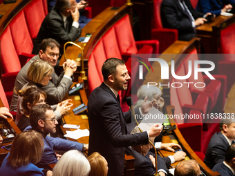 Ian Boucard, deputy of the Droite Republicaine group, speaks during the session of questions to the government at the National Assembly in P...