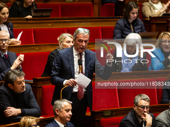 Philippe Vigier, deputy of the Les Democrates group, speaks during the session of questions to the government at the National Assembly in Pa...