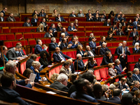 A general view of the National Assembly during the session of questions to the government in Paris, France, on April 12, 2024. (