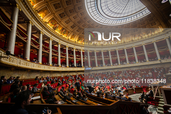 A general view of the National Assembly during the session of questions to the government in Paris, France, on April 12, 2024. 