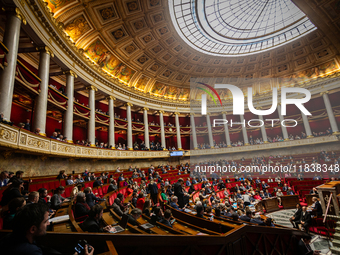 A general view of the National Assembly during the session of questions to the government in Paris, France, on April 12, 2024. (