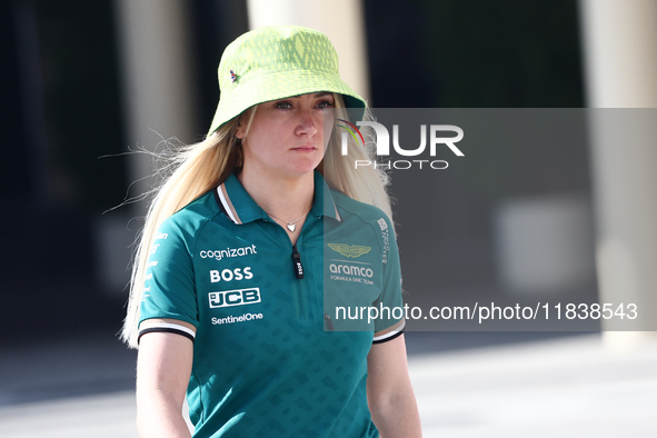 Jessica Hawkins ahead of the Formula 1 Abu Dhabi Grand Prix at Yas Marina Circuit in Abu Dhabi, United Arab Emirates on December 5, 2024. 