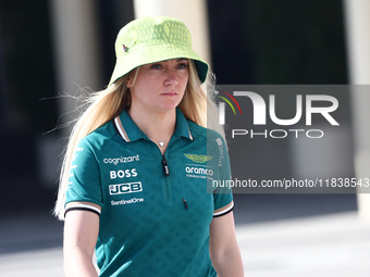 Jessica Hawkins ahead of the Formula 1 Abu Dhabi Grand Prix at Yas Marina Circuit in Abu Dhabi, United Arab Emirates on December 5, 2024. (