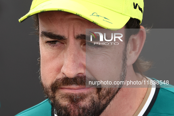 Fernando Alonso of Aston Martin Aramco ahead of the Formula 1 Abu Dhabi Grand Prix at Yas Marina Circuit in Abu Dhabi, United Arab Emirates...