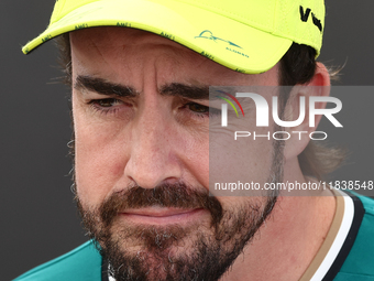 Fernando Alonso of Aston Martin Aramco ahead of the Formula 1 Abu Dhabi Grand Prix at Yas Marina Circuit in Abu Dhabi, United Arab Emirates...