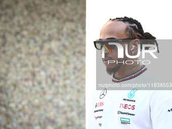 Lewis Hamilton of Mercedes ahead of the Formula 1 Abu Dhabi Grand Prix at Yas Marina Circuit in Abu Dhabi, United Arab Emirates on December...