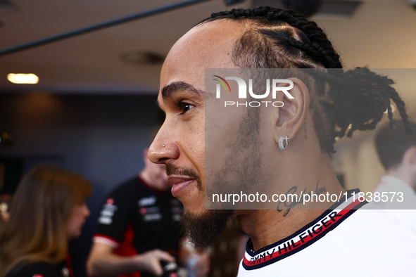 Lewis Hamilton of Mercedes ahead of the Formula 1 Abu Dhabi Grand Prix at Yas Marina Circuit in Abu Dhabi, United Arab Emirates on December...