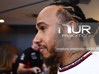 Lewis Hamilton of Mercedes ahead of the Formula 1 Abu Dhabi Grand Prix at Yas Marina Circuit in Abu Dhabi, United Arab Emirates on December...