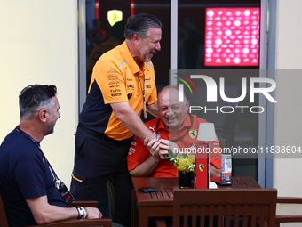 Zak Brown and Frederic Vasseur ahead of the Formula 1 Abu Dhabi Grand Prix at Yas Marina Circuit in Abu Dhabi, United Arab Emirates on Decem...