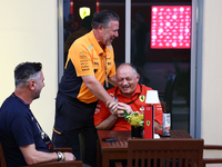 Zak Brown and Frederic Vasseur ahead of the Formula 1 Abu Dhabi Grand Prix at Yas Marina Circuit in Abu Dhabi, United Arab Emirates on Decem...