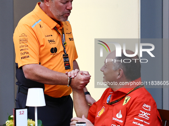 Zak Brown and Frederic Vasseur ahead of the Formula 1 Abu Dhabi Grand Prix at Yas Marina Circuit in Abu Dhabi, United Arab Emirates on Decem...