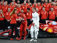 Charles Leclerc of Ferrari and Brad Pitt ahead of the Formula 1 Abu Dhabi Grand Prix at Yas Marina Circuit in Abu Dhabi, United Arab Emirate...