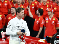 Brad Pitt ahead of the Formula 1 Abu Dhabi Grand Prix at Yas Marina Circuit in Abu Dhabi, United Arab Emirates on December 5, 2024. (