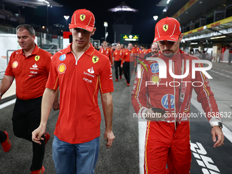 Arthur Leclerc and Charles Leclerc of Ferrari ahead of the Formula 1 Abu Dhabi Grand Prix at Yas Marina Circuit in Abu Dhabi, United Arab Em...