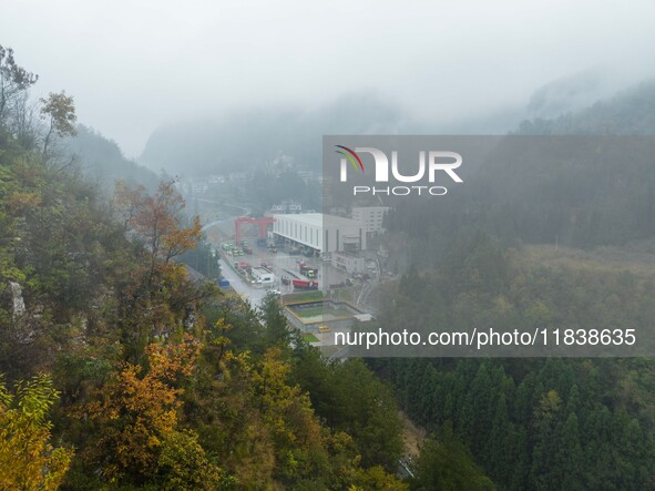 A photo taken on December 4, 2024, shows a view of a phosphate mine in Hualuo Village, Sanjia Street, Zhijin County, Bijie, China. 