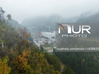 A photo taken on December 4, 2024, shows a view of a phosphate mine in Hualuo Village, Sanjia Street, Zhijin County, Bijie, China. (