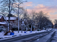 Snow is visible following the first snowfall of the season in Toronto, Ontario, Canada, on December 5, 2024. (