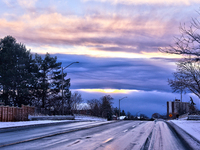 Snow is visible following the first snowfall of the season in Toronto, Ontario, Canada, on December 5, 2024. (