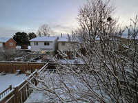 Snow covers houses following the first snowfall of the season in Toronto, Ontario, Canada, on December 5, 2024. (