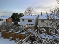 Snow covers houses following the first snowfall of the season in Toronto, Ontario, Canada, on December 5, 2024. (