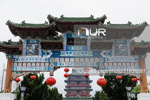 A view of the Pavilion of Prince Teng, one of the famous ancient Chinese buildings, in Nanchang, Jiangxi province, China, on March 16, 2021....