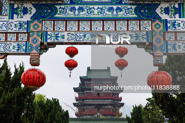 A view of the Pavilion of Prince Teng, one of the famous ancient Chinese buildings, in Nanchang, Jiangxi province, China, on March 16, 2021....