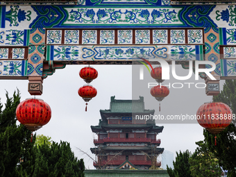 A view of the Pavilion of Prince Teng, one of the famous ancient Chinese buildings, in Nanchang, Jiangxi province, China, on March 16, 2021....