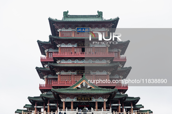 A view of the Pavilion of Prince Teng, one of the famous ancient Chinese buildings, in Nanchang, Jiangxi province, China, on March 16, 2021....