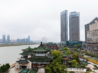 A view of the Pavilion of Prince Teng, one of the famous ancient Chinese buildings, in Nanchang, Jiangxi province, China, on March 16, 2021....