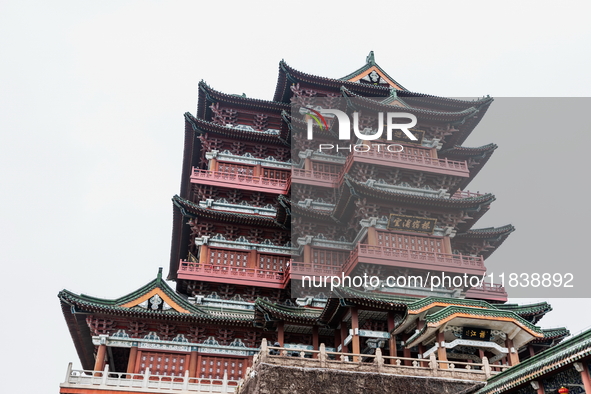 A view of the Pavilion of Prince Teng, one of the famous ancient Chinese buildings, in Nanchang, Jiangxi province, China, on March 16, 2021....