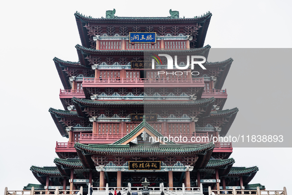 A view of the Pavilion of Prince Teng, one of the famous ancient Chinese buildings, in Nanchang, Jiangxi province, China, on March 16, 2021....