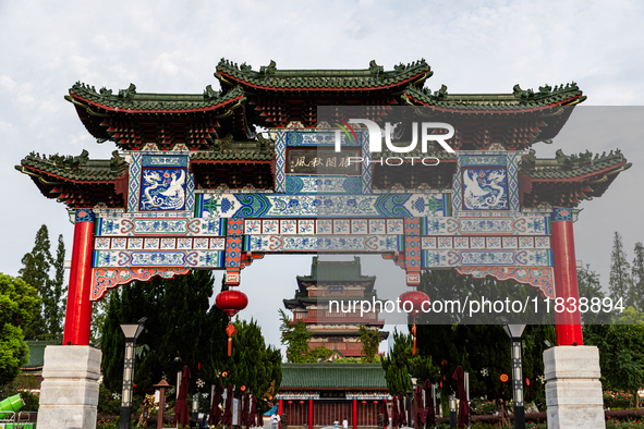 A view of the Pavilion of Prince Teng, one of the famous ancient Chinese buildings, in Nanchang, Jiangxi province, China, on March 16, 2021....