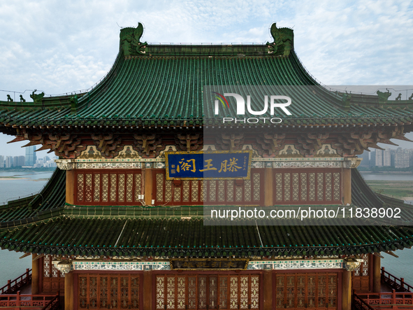 A view of the Pavilion of Prince Teng, one of the famous ancient Chinese buildings, in Nanchang, Jiangxi province, China, on March 16, 2021....