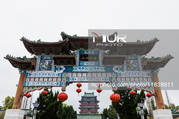 A view of the Pavilion of Prince Teng, one of the famous ancient Chinese buildings, in Nanchang, Jiangxi province, China, on March 16, 2021....