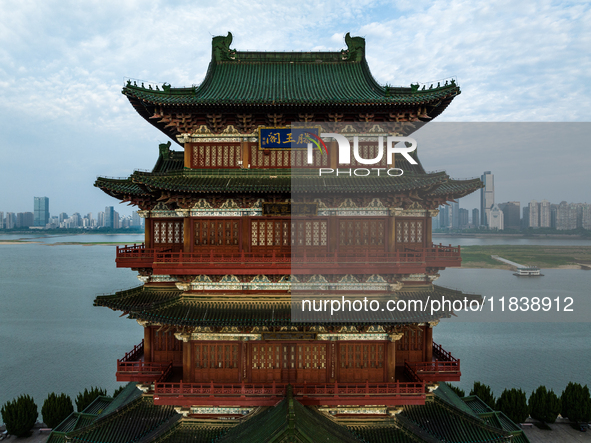 A view of the Pavilion of Prince Teng, one of the famous ancient Chinese buildings, in Nanchang, Jiangxi province, China, on March 16, 2021....