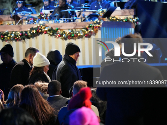 President Biden switches on the National Christmas Tree in subfreezing weather in Washington, D.C., United States, on December 5, 2024. Sing...