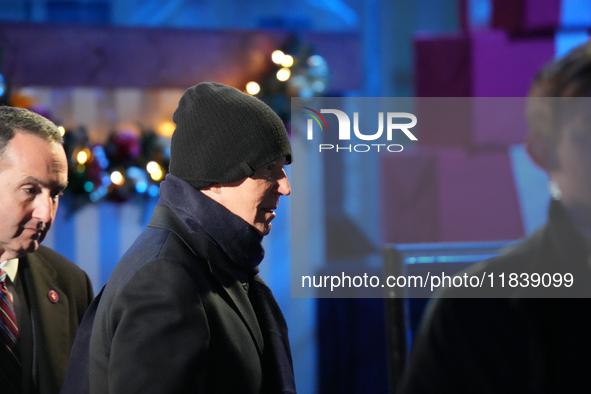 President Biden switches on the National Christmas Tree in subfreezing weather in Washington, D.C., United States, on December 5, 2024. Sing...