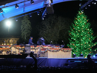 President Biden switches on the National Christmas Tree in subfreezing weather in Washington, D.C., United States, on December 5, 2024. Sing...