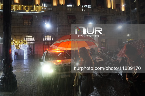 Demonstrators shout slogans as they participate in a protest against Sao Paulo's governor, Tarcisio de Freitas, and the violence of the poli...