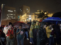 Demonstrators shout slogans as they participate in a protest against Sao Paulo's governor, Tarcisio de Freitas, and the violence of the poli...