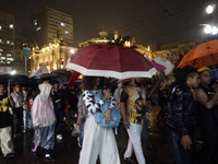 Demonstrators shout slogans as they participate in a protest against Sao Paulo's governor, Tarcisio de Freitas, and the violence of the poli...