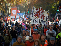 Between 8,000 and 10,000 protesters march in Toulouse, France, on December 5, 2024, called by all trade unions except FO to protest against...