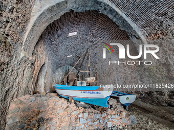 A boat inside the Alanya Selcuk Shipyard (Tersane) is seen in Alanya, Turkey, on November 5, 2024. (