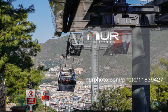 A ropeway is seen in Alanya, Turkey, on November 5, 2024. 