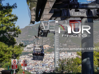 A ropeway is seen in Alanya, Turkey, on November 5, 2024. (