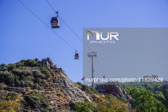 A ropeway is seen in Alanya, Turkey, on November 5, 2024. 