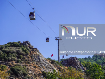 A ropeway is seen in Alanya, Turkey, on November 5, 2024. (