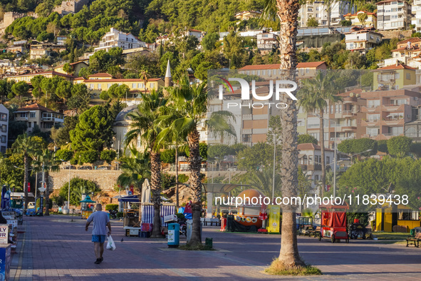 A general view of the city street along the sea coast is seen in Alanya, Turkey, on November 6, 2024. 